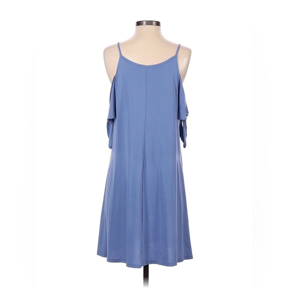 AQUA Cold Shoulder Modal Jersey Knit Soft Tee Dress Skater Fit & Flare Aline S - Picture 3 of 8